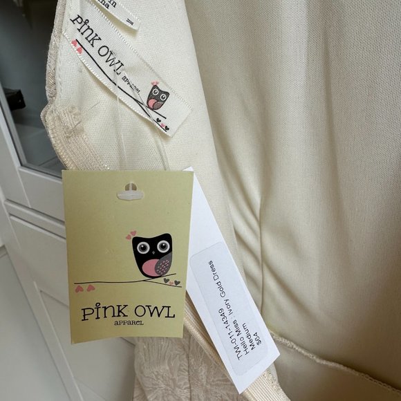 NWT Pink Owl Boutique Dress - metallic gold and cream color, size M - Picture 3 of 3